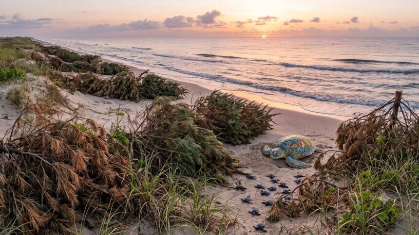 Texas uses discarded Christmas trees to help sea turtles survive
